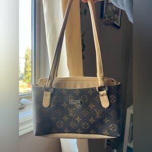 Brown and Tan Monogram Shoulder Bag